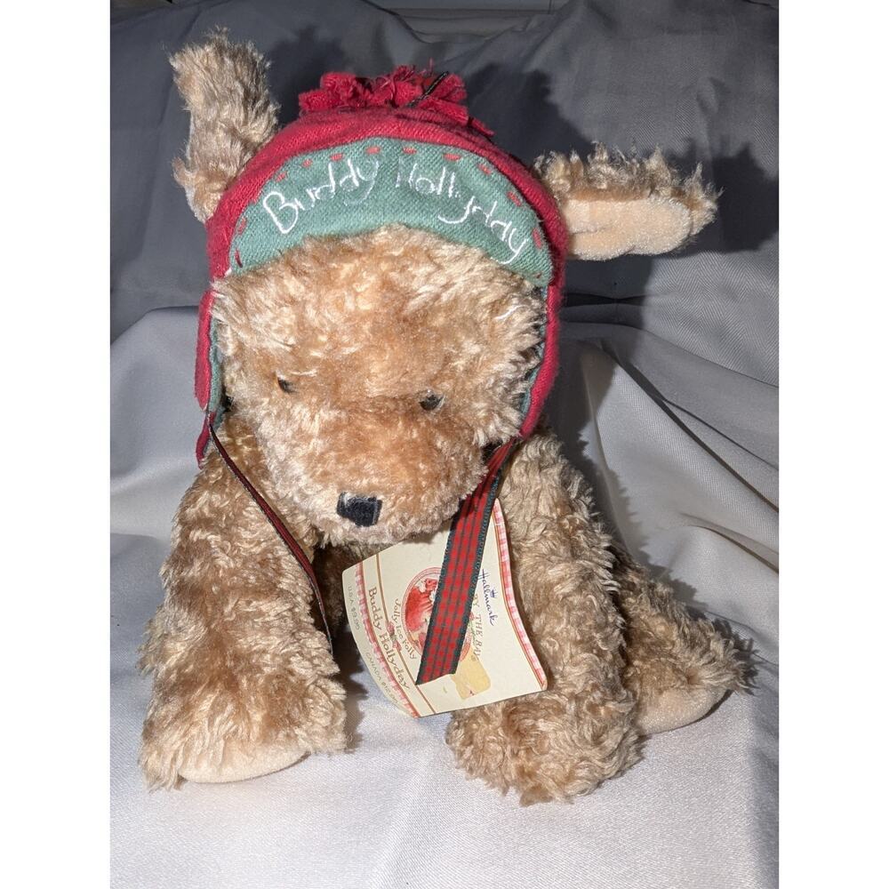 VTG 2002 Hallmark Buddy Hollyday Puppy Dog Christmas Winter‎ Stuffed Plush